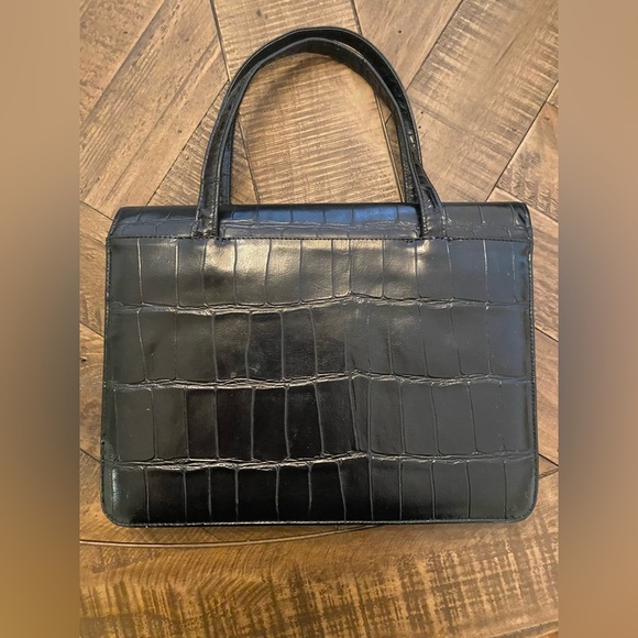 Vintage 1950s Lennox “Croc” Black Leather Handbag - Picture 8 of 11